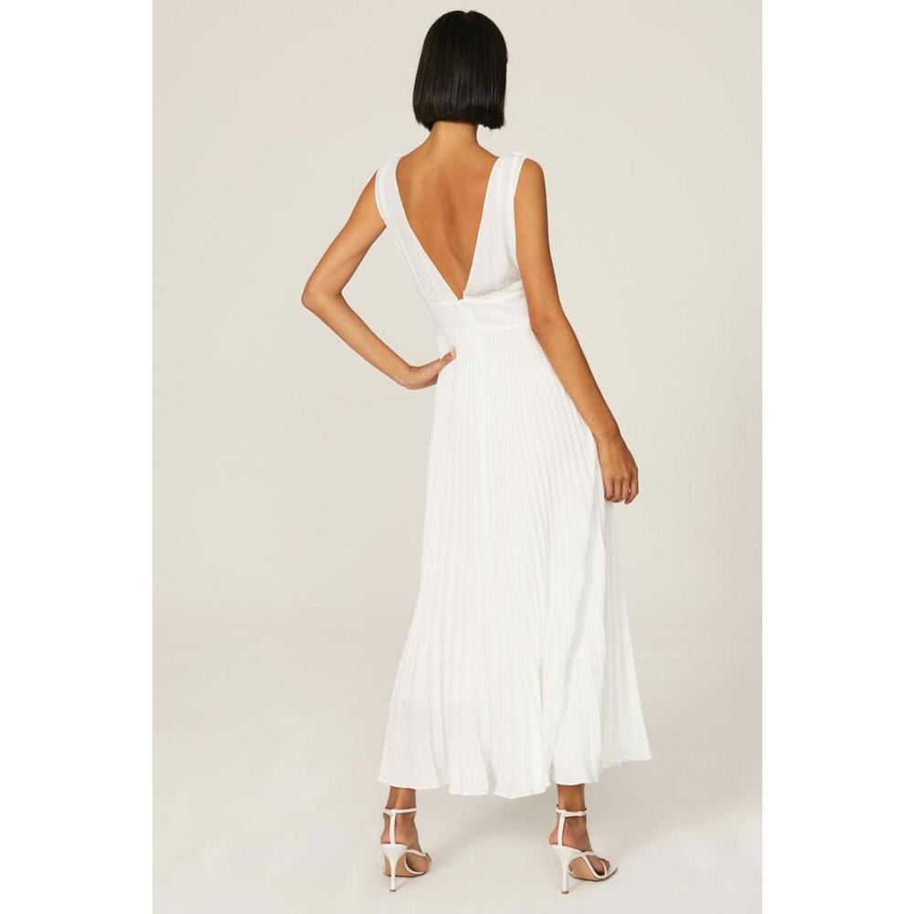 TOME x RTR White Pleated Midi Dress Size 8 stains and mesh tear - Picture 2 of 15